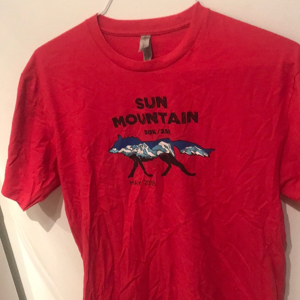 Psychedelic Coyote Mountaineering 50/25km run super soft red tee 2 for $20